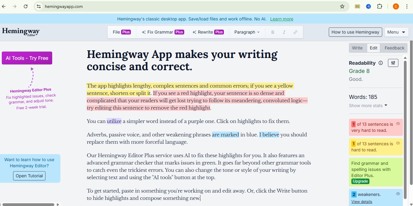 Hemmingway is a required social medIa tool