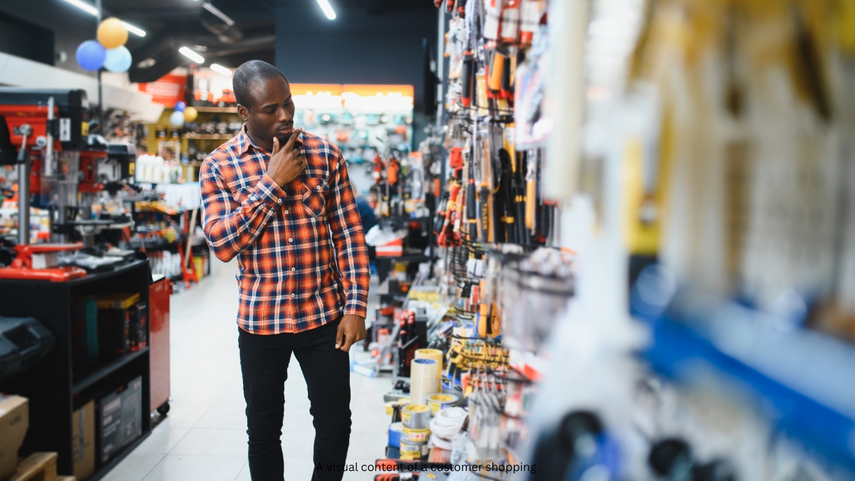 Shopper browsing in a store, representing consumer behaviour and buying intent